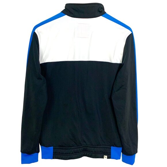 VTG 90s Y2K Puma Sport Lifestyle Mens Colorblock Track Jacket S Black Blue - Picture 3 of 13